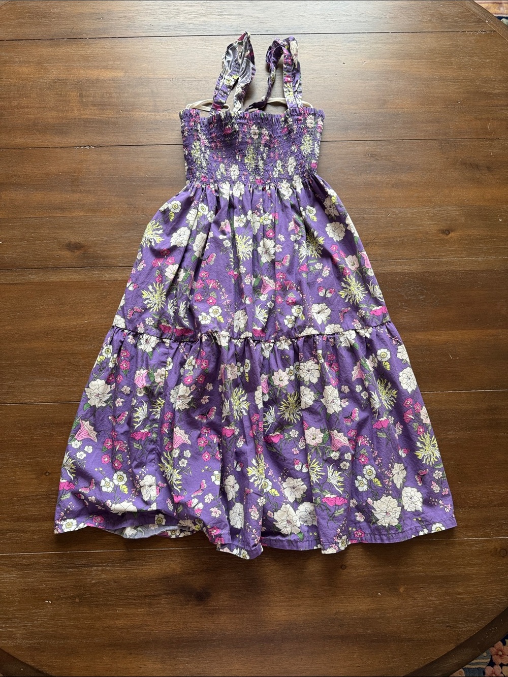 Size 10 Tea Collection purple floral smocked cotton sleeveless sun dress